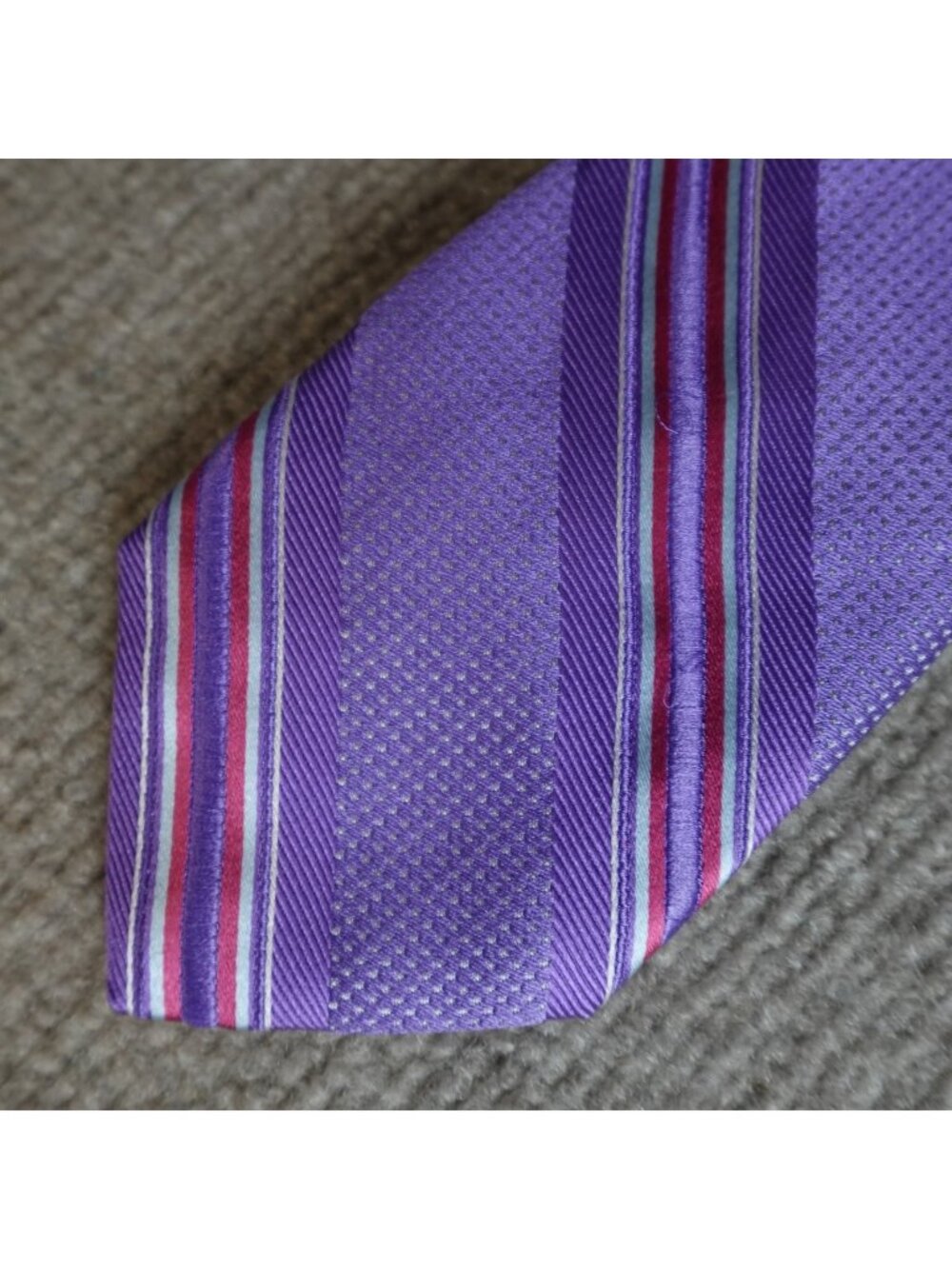 Samuelsohn Tie Purple Striped Silk Made in Italy